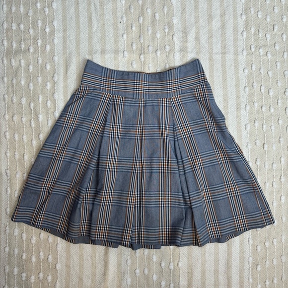 Parker blue orange and white plain pleated mini skirt size 3 made in USA - Picture 5 of 10